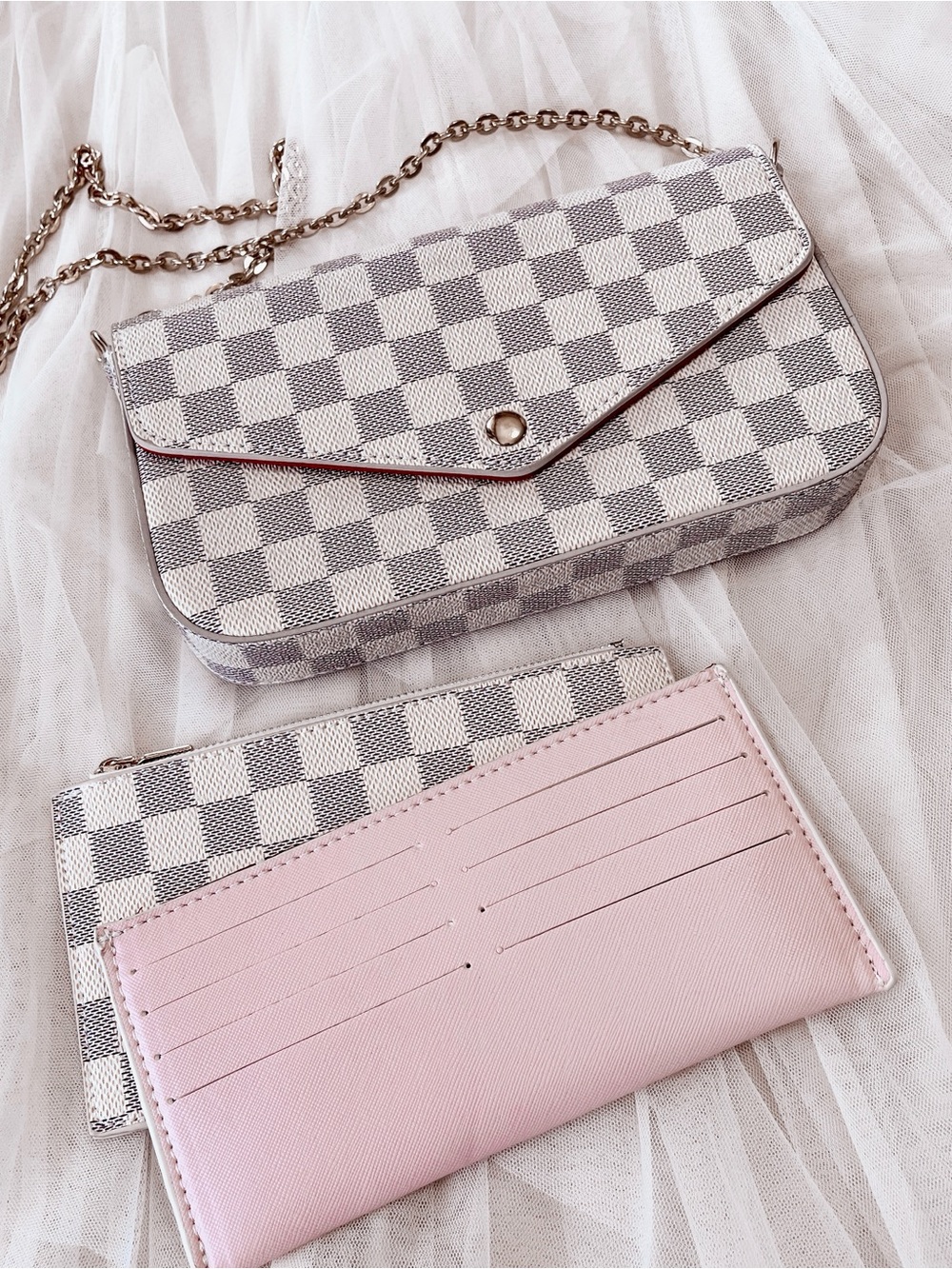 3pc Check Envelope Clutch Bag